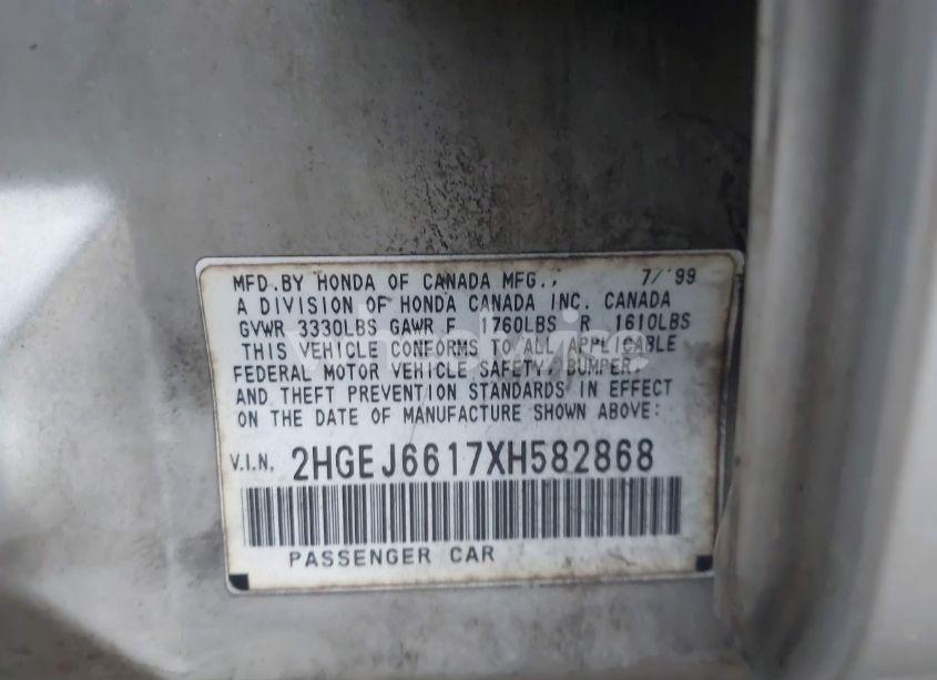 Photo 9 of 1999 Honda Civic VALUE PACKAGE (VIN 2HGEJ6617XH582868)