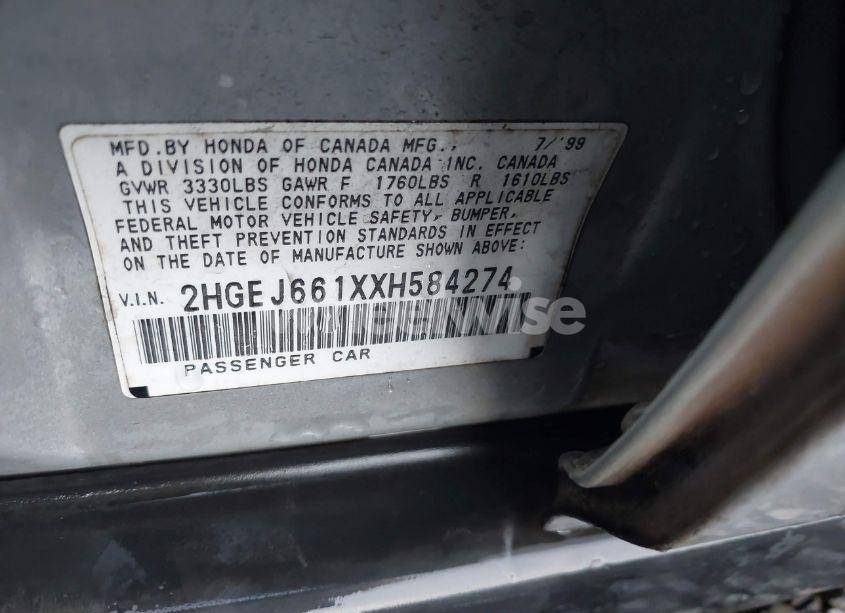 Photo 9 of 1999 Honda Civic VALUE PACKAGE (VIN 2HGEJ661XXH584274)