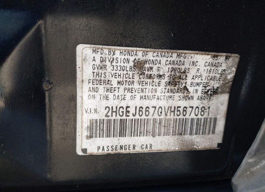 Photo 9 of 1997 Honda Civic LX (VIN 2HGEJ6670VH567081)