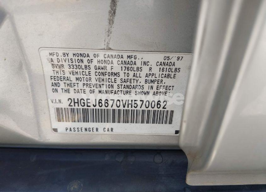 Photo 9 of 1997 Honda Civic LX (VIN 2HGEJ6670VH570062)