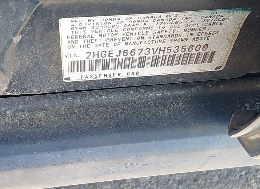 Photo 9 of 1997 Honda Civic LX (VIN 2HGEJ6673VH535600)