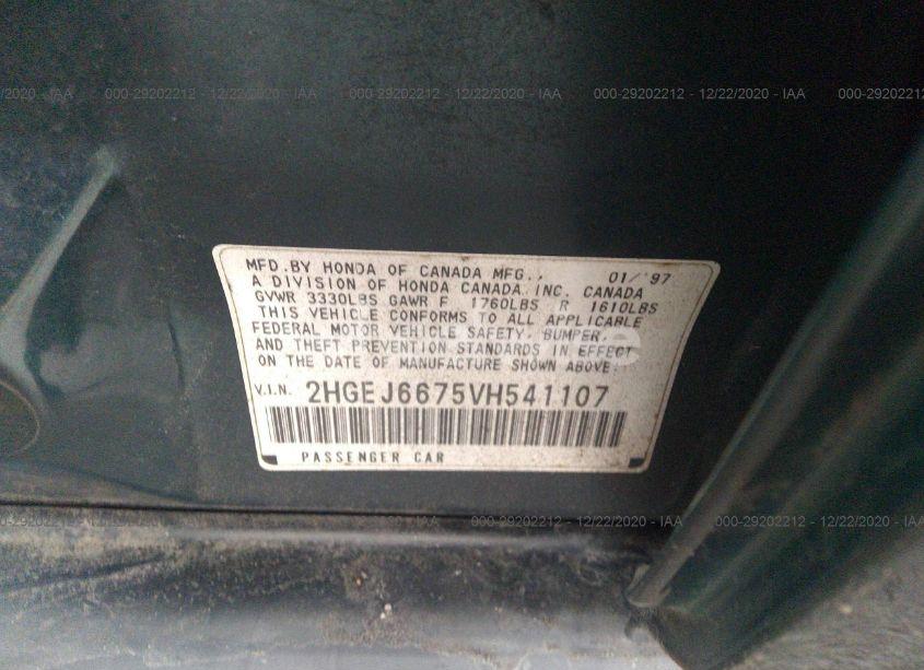 Photo 9 of 1997 Honda Civic LX (VIN 2HGEJ6675VH541107)