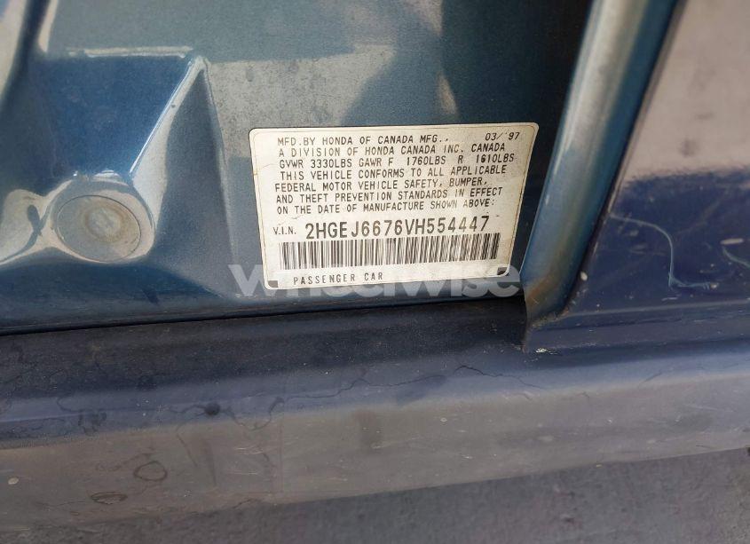 Photo 9 of 1997 Honda Civic LX (VIN 2HGEJ6676VH554447)