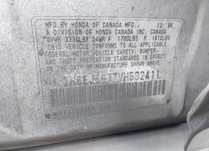 Photo 9 of 1997 Honda Civic LX (VIN 2HGEJ6677VH532411)