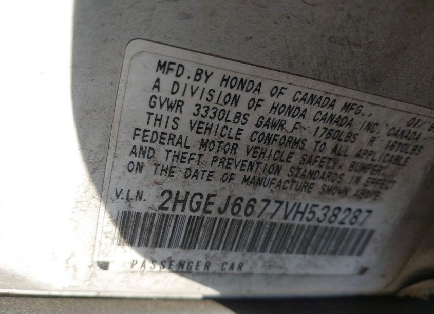 Photo 9 of 1997 Honda Civic LX (VIN 2HGEJ6677VH538287)