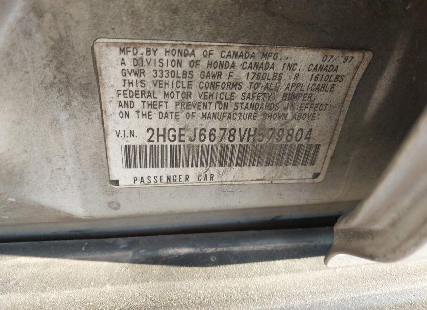 Photo 9 of 1997 Honda Civic LX (VIN 2HGEJ6678VH579804)