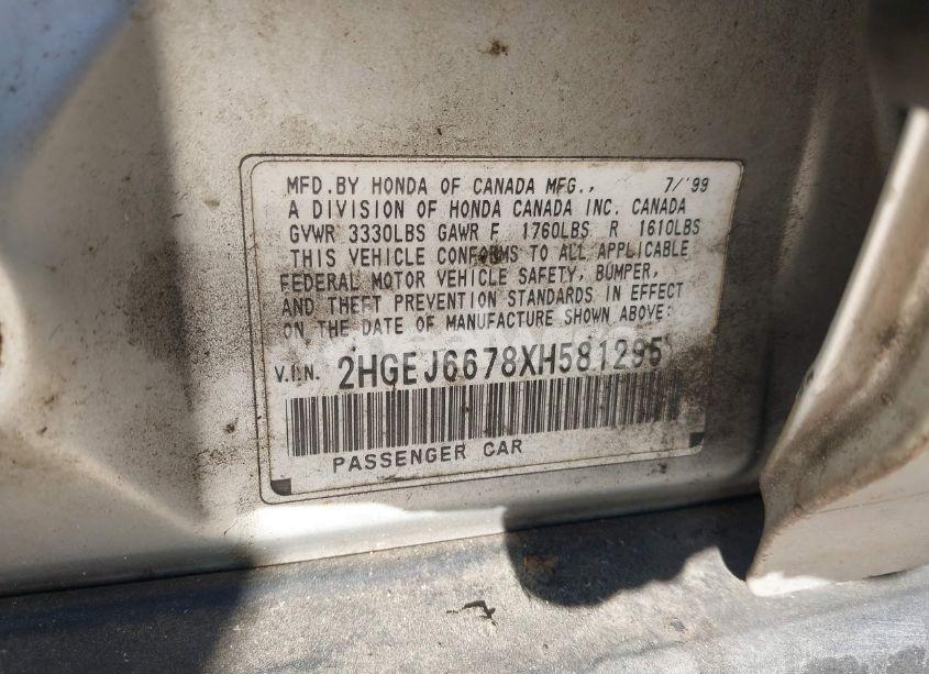 Photo 9 of 1999 Honda Civic LX (VIN 2HGEJ6678XH581295)