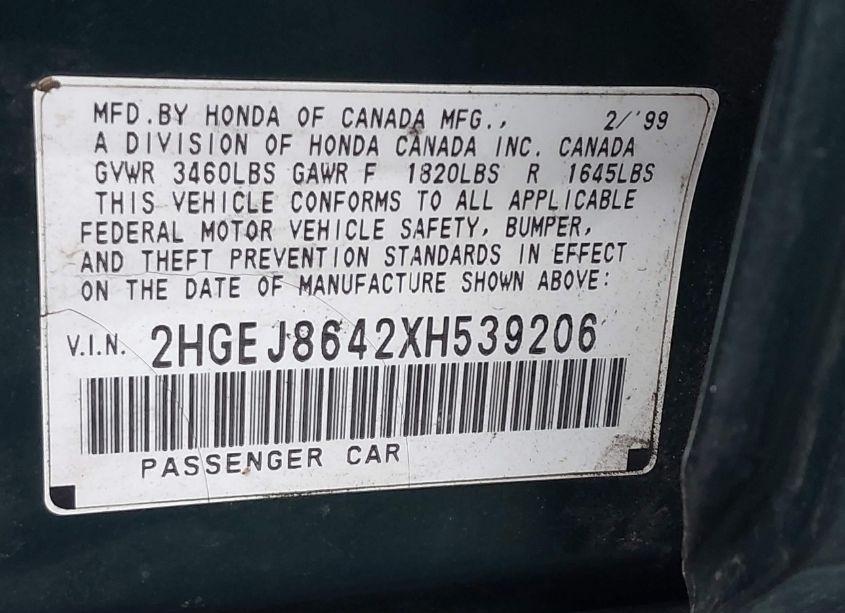 Photo 9 of 1999 Honda Civic EX (VIN 2HGEJ8642XH539206)