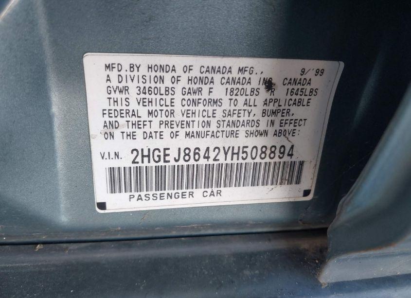 Photo 9 of 2000 Honda Civic EX (VIN 2HGEJ8642YH508894)