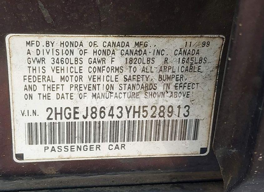 Photo 9 of 2000 Honda Civic EX (VIN 2HGEJ8643YH528913)