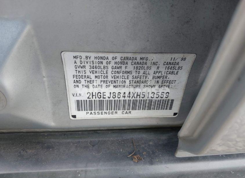 Photo 9 of 1999 Honda Civic EX (VIN 2HGEJ8644XH513559)