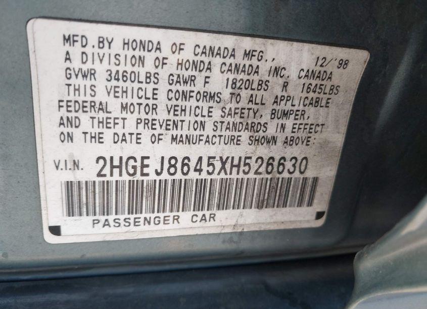 Photo 9 of 1999 Honda Civic EX (VIN 2HGEJ8645XH526630)