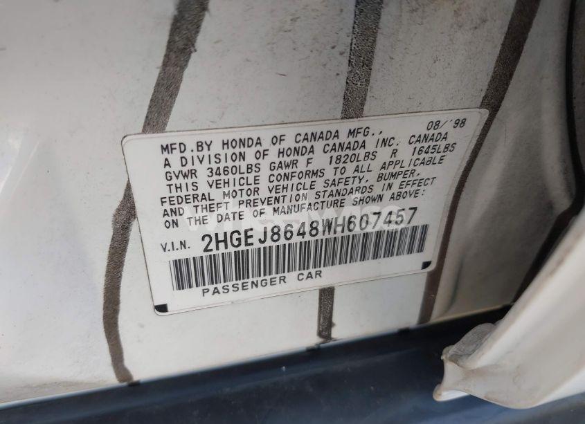 Photo 9 of 1998 Honda Civic EX (VIN 2HGEJ8648WH607457)