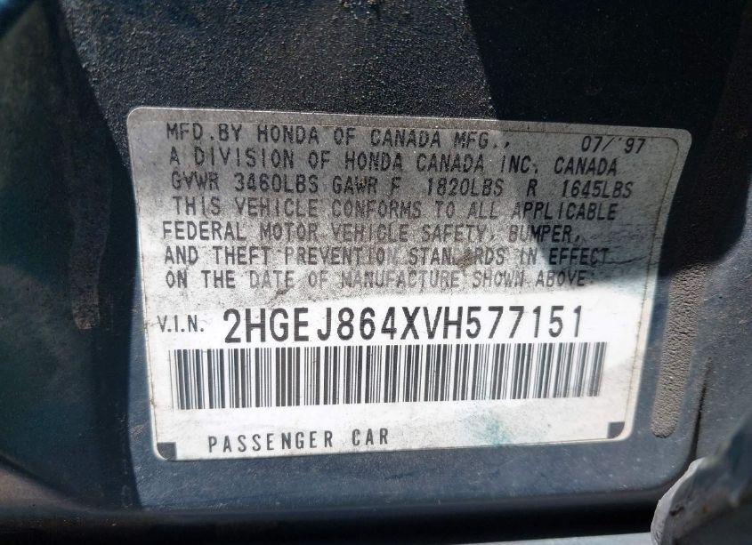 Photo 9 of 1997 Honda Civic EX (VIN 2HGEJ864XVH577151)