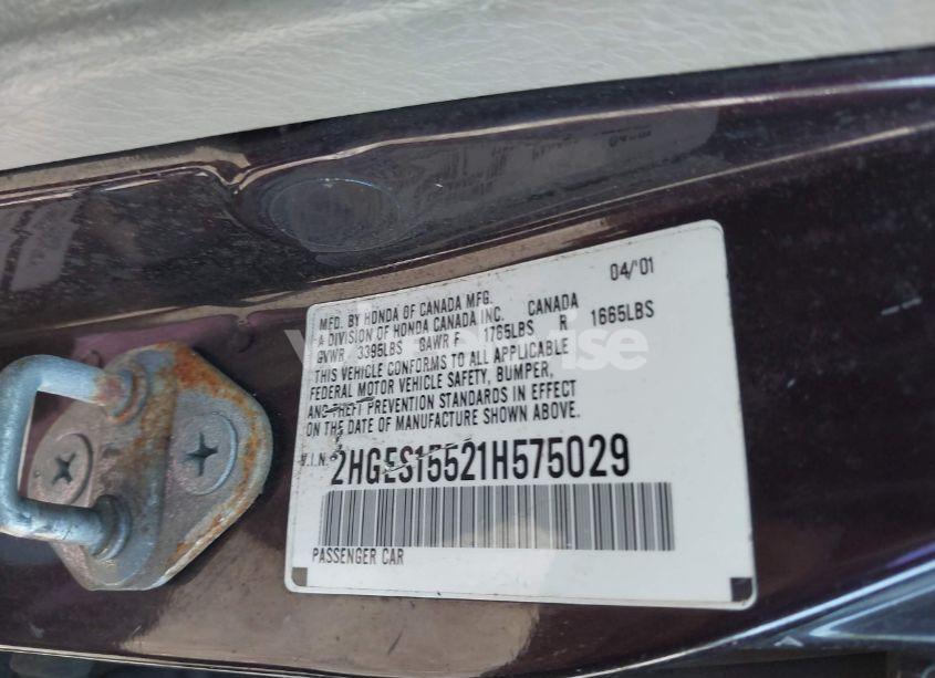 Photo 9 of 2001 Honda Civic LX (VIN 2HGES15521H575029)