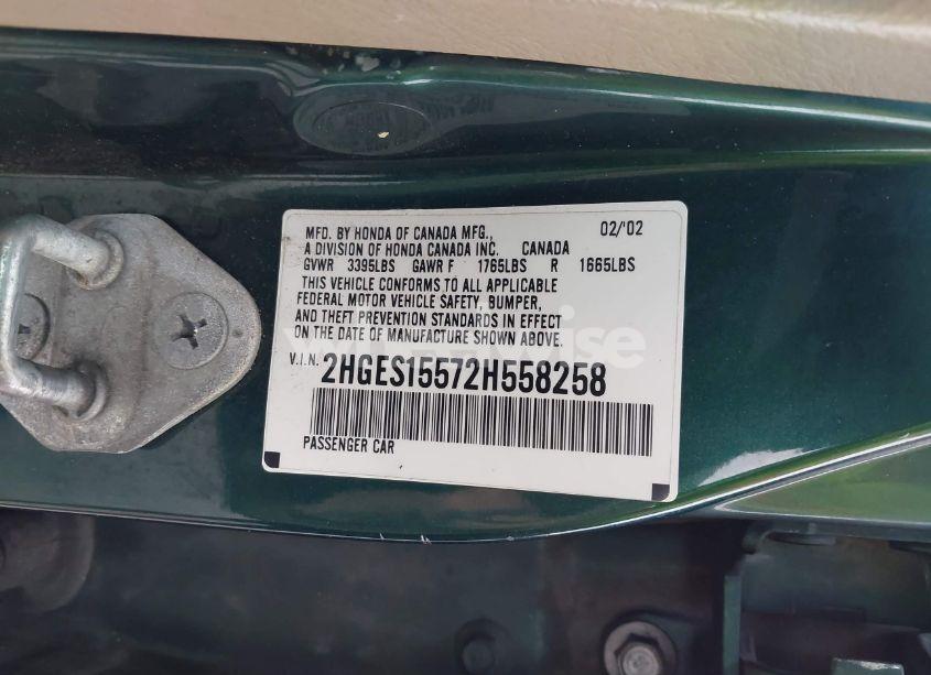 Photo 9 of 2002 Honda Civic LX (VIN 2HGES15572H558258)