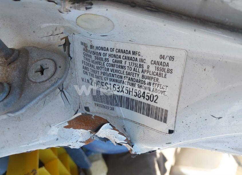 Photo 9 of 2005 Honda Civic VP (VIN 2HGES163X5H584502)