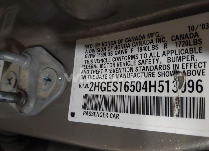 Photo 9 of 2004 Honda Civic LX (VIN 2HGES16504H513096)