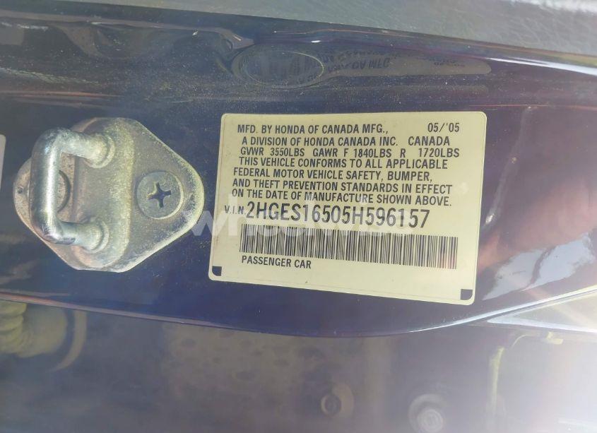 Photo 9 of 2005 Honda Civic LX (VIN 2HGES16505H596157)