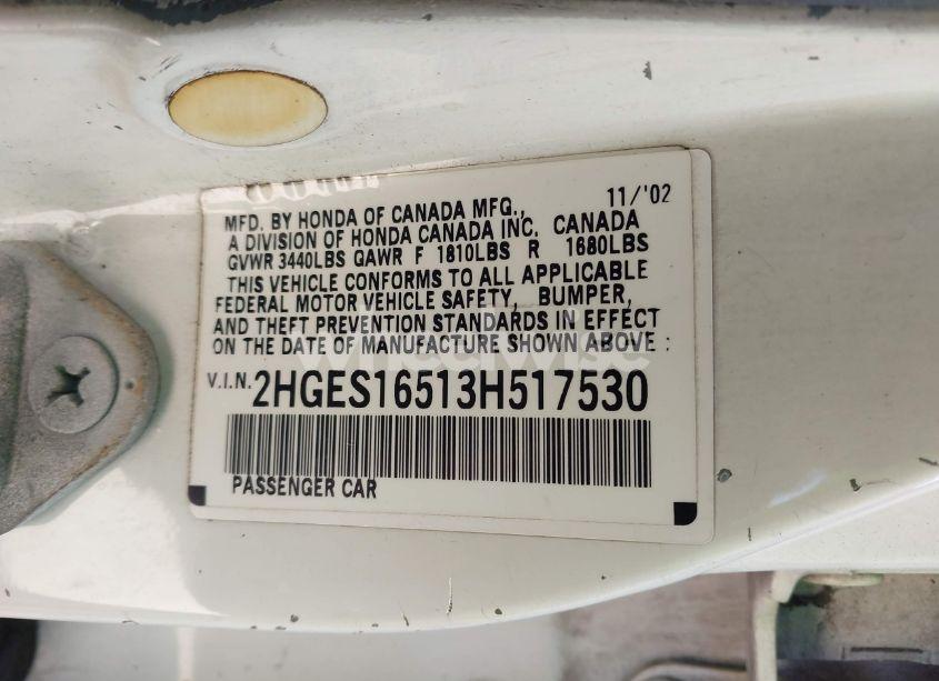 Photo 9 of 2003 Honda Civic LX (VIN 2HGES16513H517530)