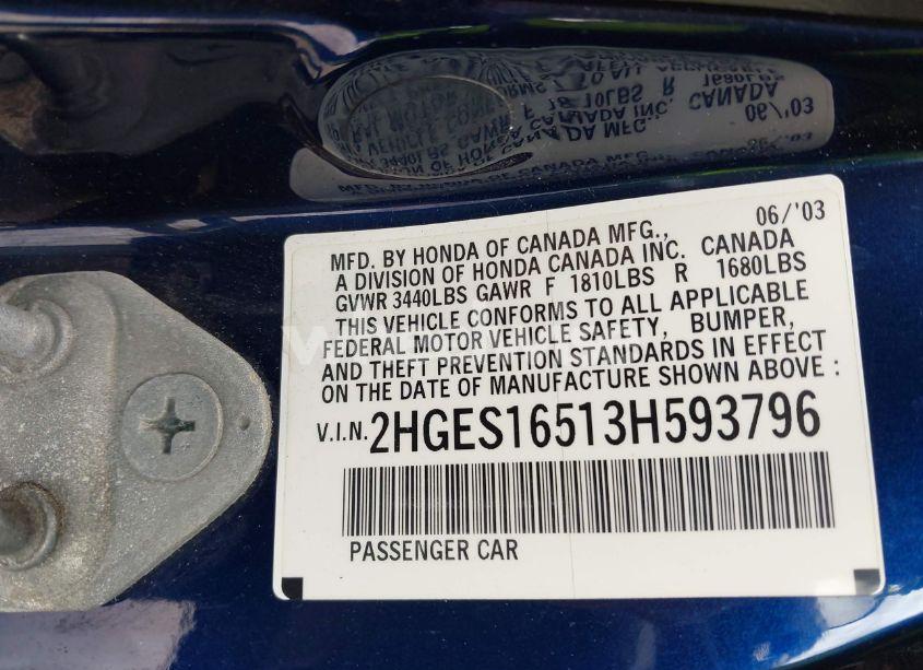 Photo 9 of 2003 Honda Civic LX (VIN 2HGES16513H593796)