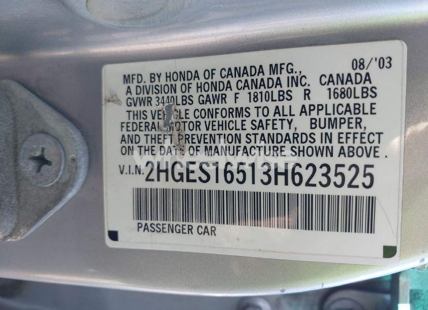 Photo 9 of 2003 Honda Civic LX (VIN 2HGES16513H623525)