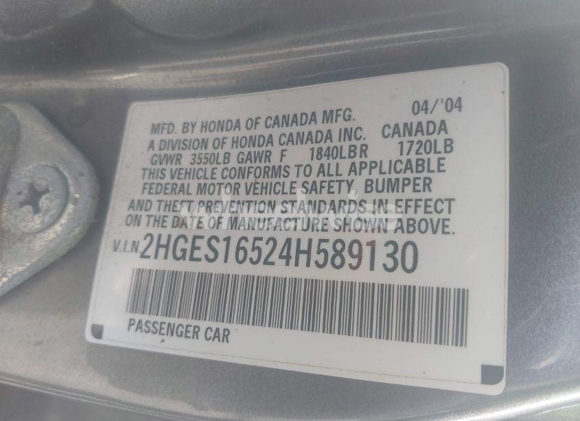 Photo 9 of 2004 Honda Civic LX (VIN 2HGES16524H589130)