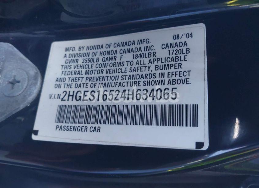 Photo 9 of 2004 Honda Civic LX (VIN 2HGES16524H634065)