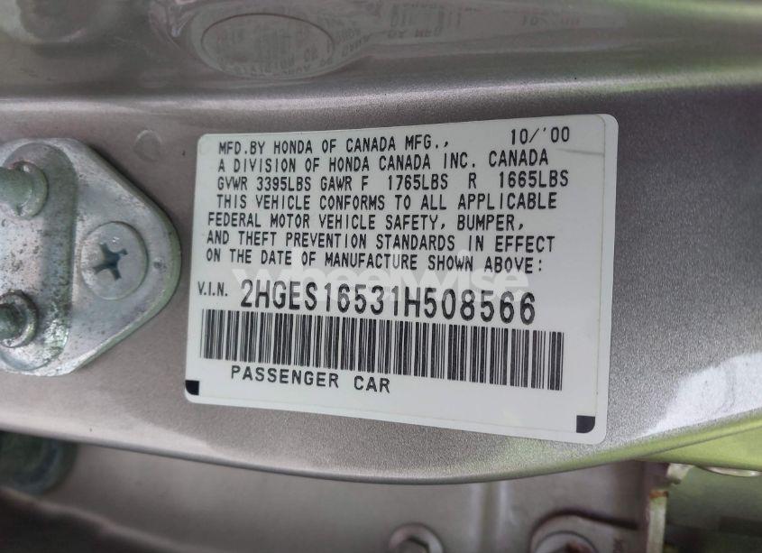 Photo 9 of 2001 Honda Civic LX (VIN 2HGES16531H508566)