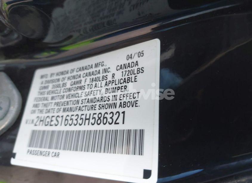 Photo 9 of 2005 Honda Civic LX (VIN 2HGES16535H586321)