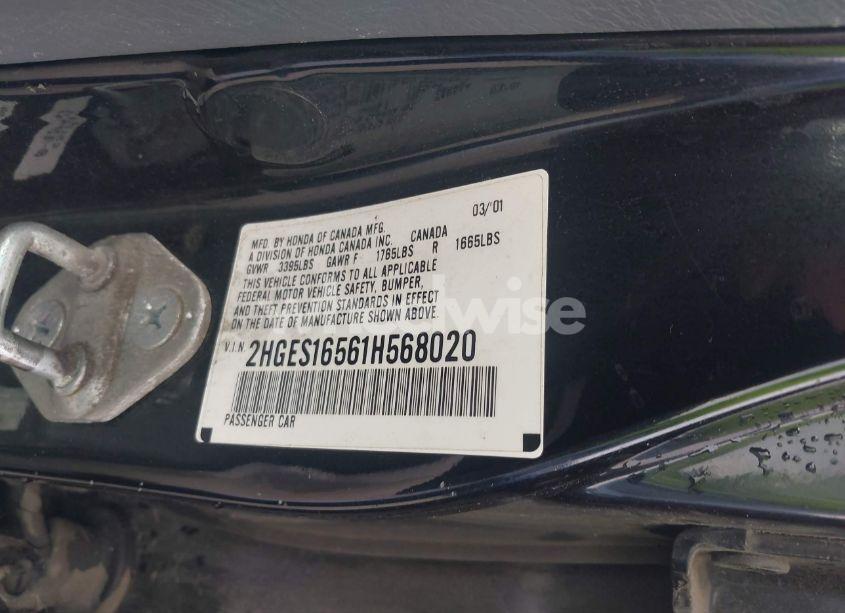 Photo 9 of 2001 Honda Civic LX (VIN 2HGES16561H568020)