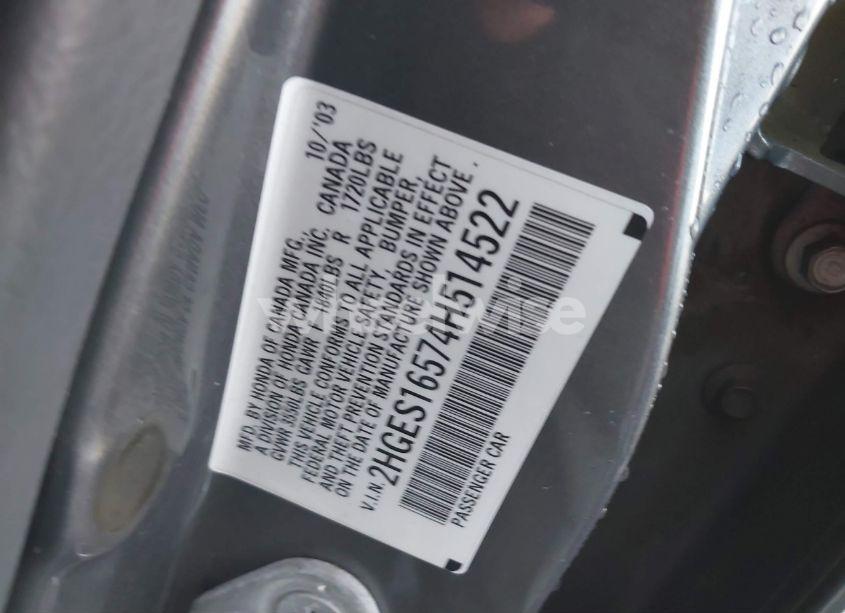 Photo 9 of 2004 Honda Civic LX (VIN 2HGES16574H514522)