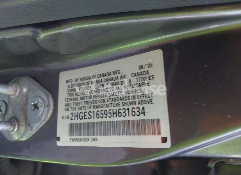 Photo 9 of 2005 Honda Civic LX (VIN 2HGES16595H631634)