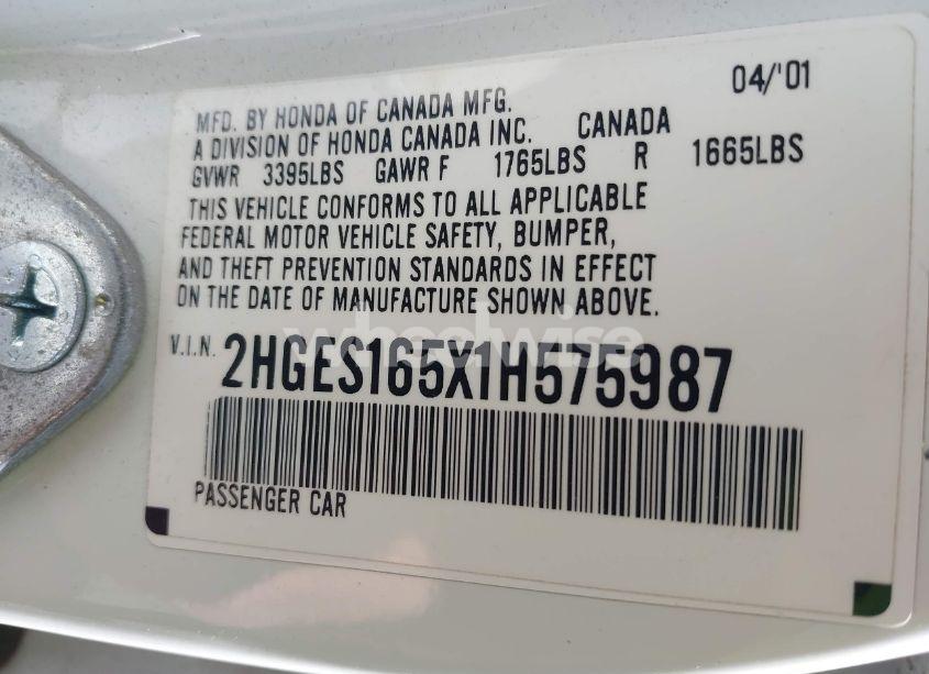 Photo 9 of 2001 Honda Civic LX (VIN 2HGES165X1H575987)