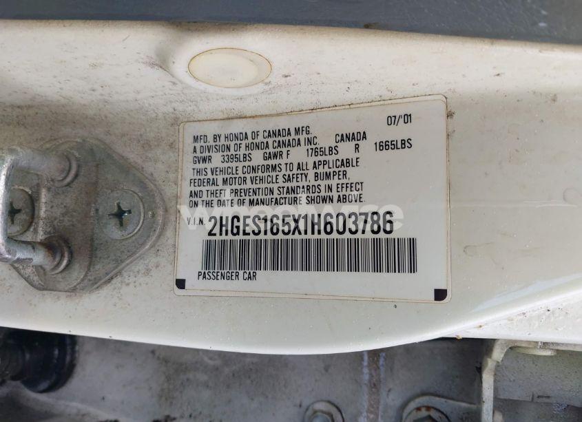 Photo 9 of 2001 Honda Civic LX (VIN 2HGES165X1H603786)