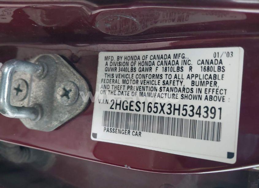 Photo 9 of 2003 Honda Civic LX (VIN 2HGES165X3H534391)