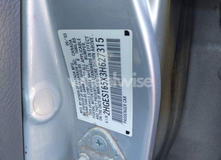 Photo 9 of 2003 Honda Civic LX (VIN 2HGES165X3H627315)