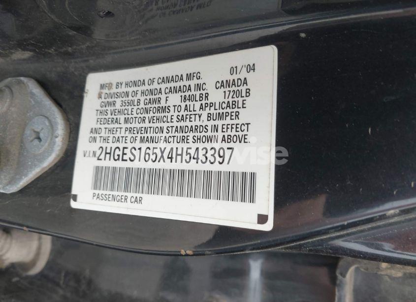 Photo 9 of 2004 Honda Civic LX (VIN 2HGES165X4H543397)