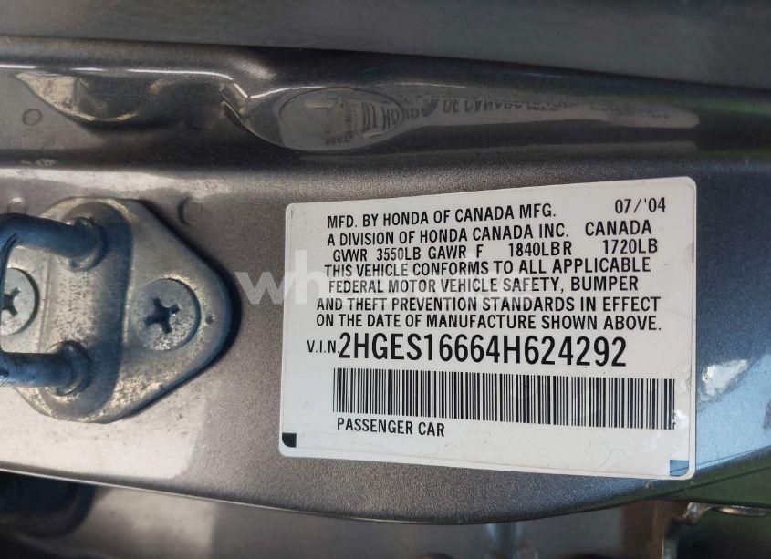 Photo 9 of 2004 Honda Civic LX (VIN 2HGES16664H624292)