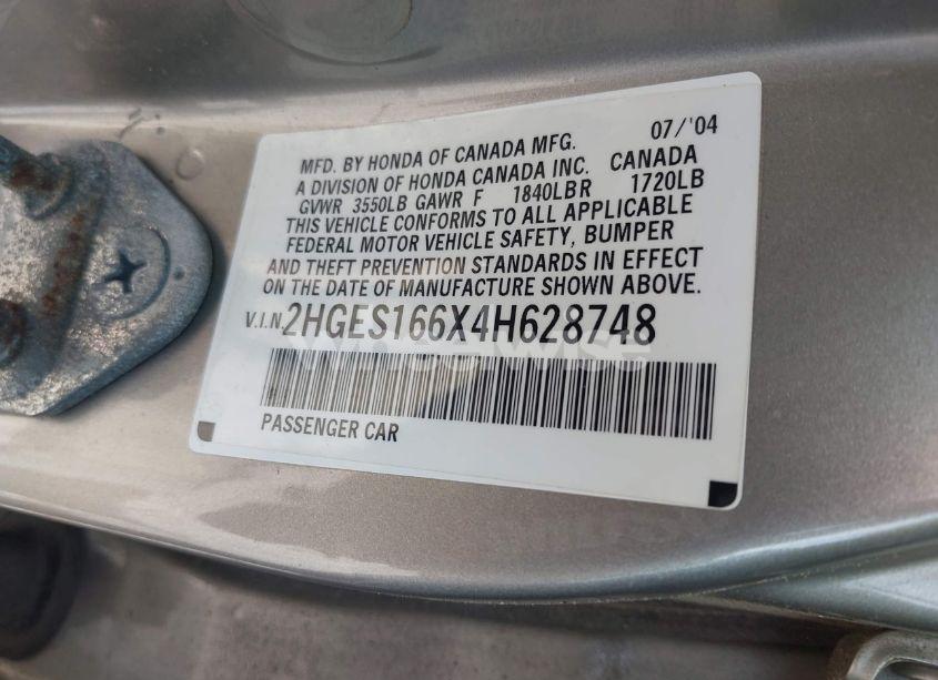 Photo 9 of 2004 Honda Civic LX (VIN 2HGES166X4H628748)