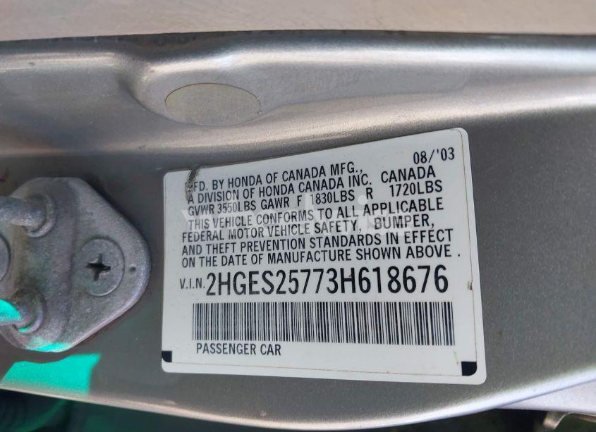 Photo 9 of 2003 Honda Civic EX (VIN 2HGES25773H618676)