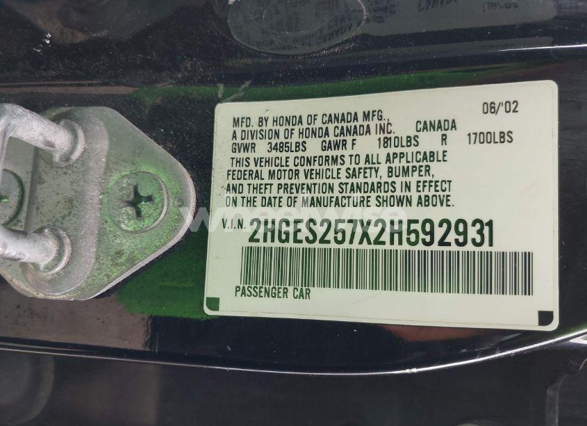 Photo 9 of 2002 Honda Civic EX (VIN 2HGES257X2H592931)