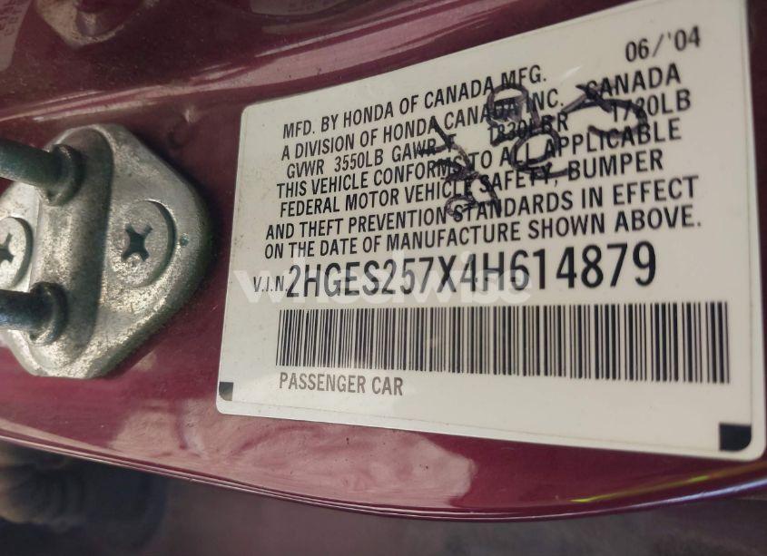 Photo 9 of 2004 Honda Civic EX (VIN 2HGES257X4H614879)