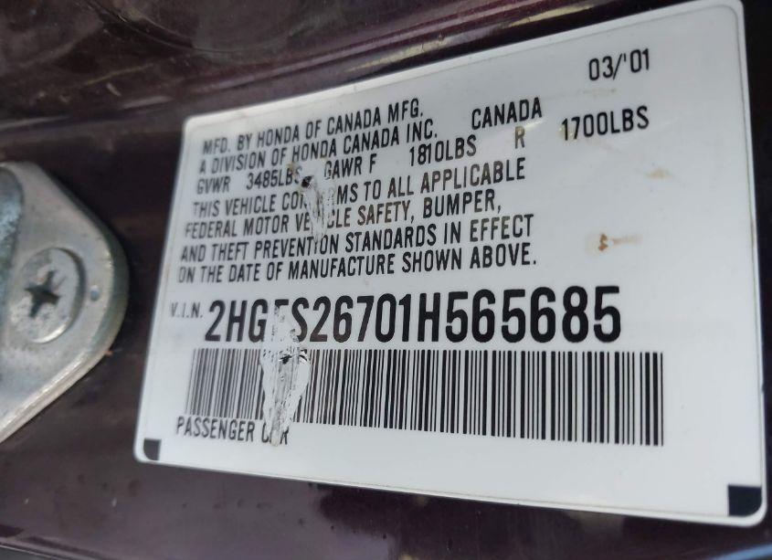 Photo 9 of 2001 Honda Civic EX (VIN 2HGES26701H565685)