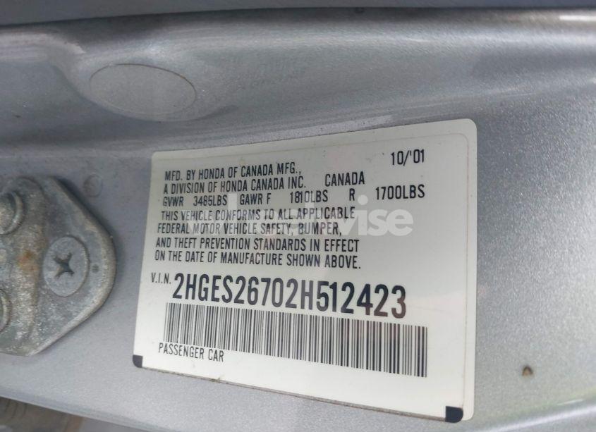 Photo 9 of 2002 Honda Civic EX (VIN 2HGES26702H512423)