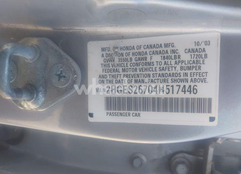 Photo 9 of 2004 Honda Civic EX (VIN 2HGES26704H517446)