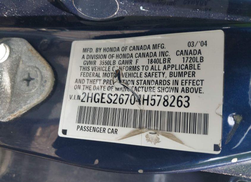 Photo 9 of 2004 Honda Civic EX (VIN 2HGES26704H578263)