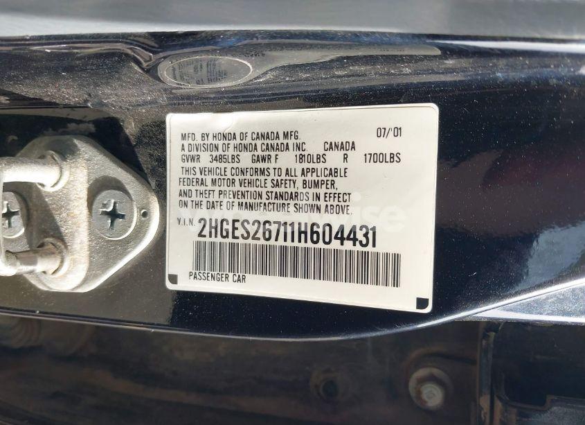 Photo 9 of 2001 Honda Civic EX (VIN 2HGES26711H604431)