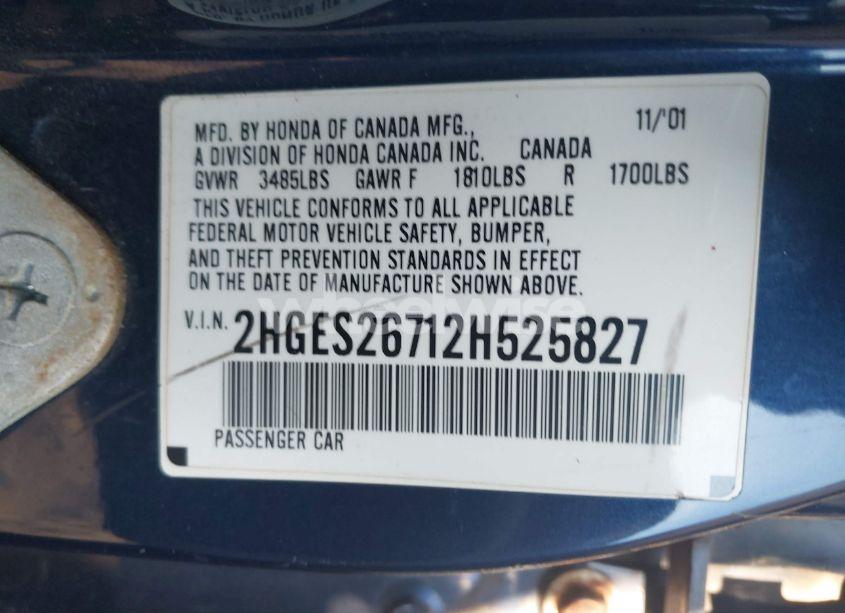 Photo 9 of 2002 Honda Civic EX (VIN 2HGES26712H525827)