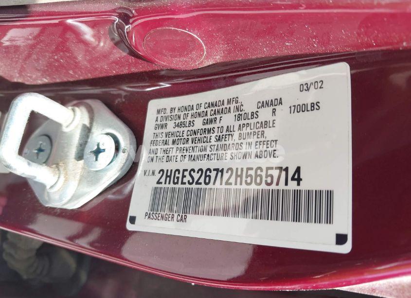 Photo 9 of 2002 Honda Civic EX (VIN 2HGES26712H565714)